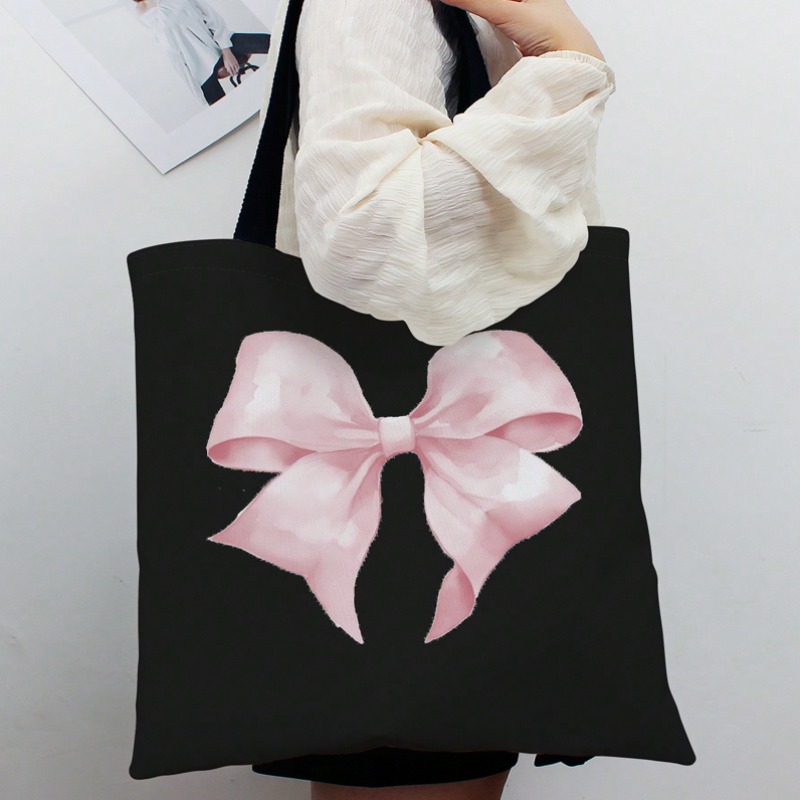 Ribbon Bow Gift - ROMWE Kawaii Bow 패턴 캔버스 숄더백