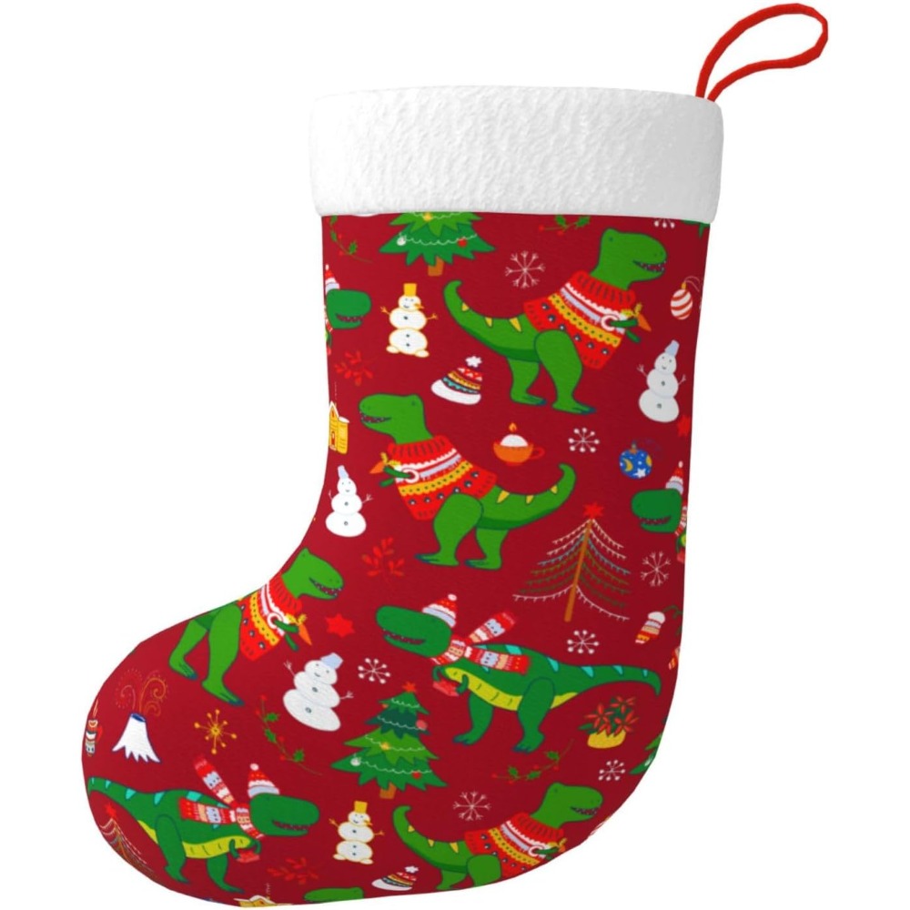 Christmas Stocking Hanging - 귀여운 크리스마스 공룡 크리스마스 스타킹 벽난로