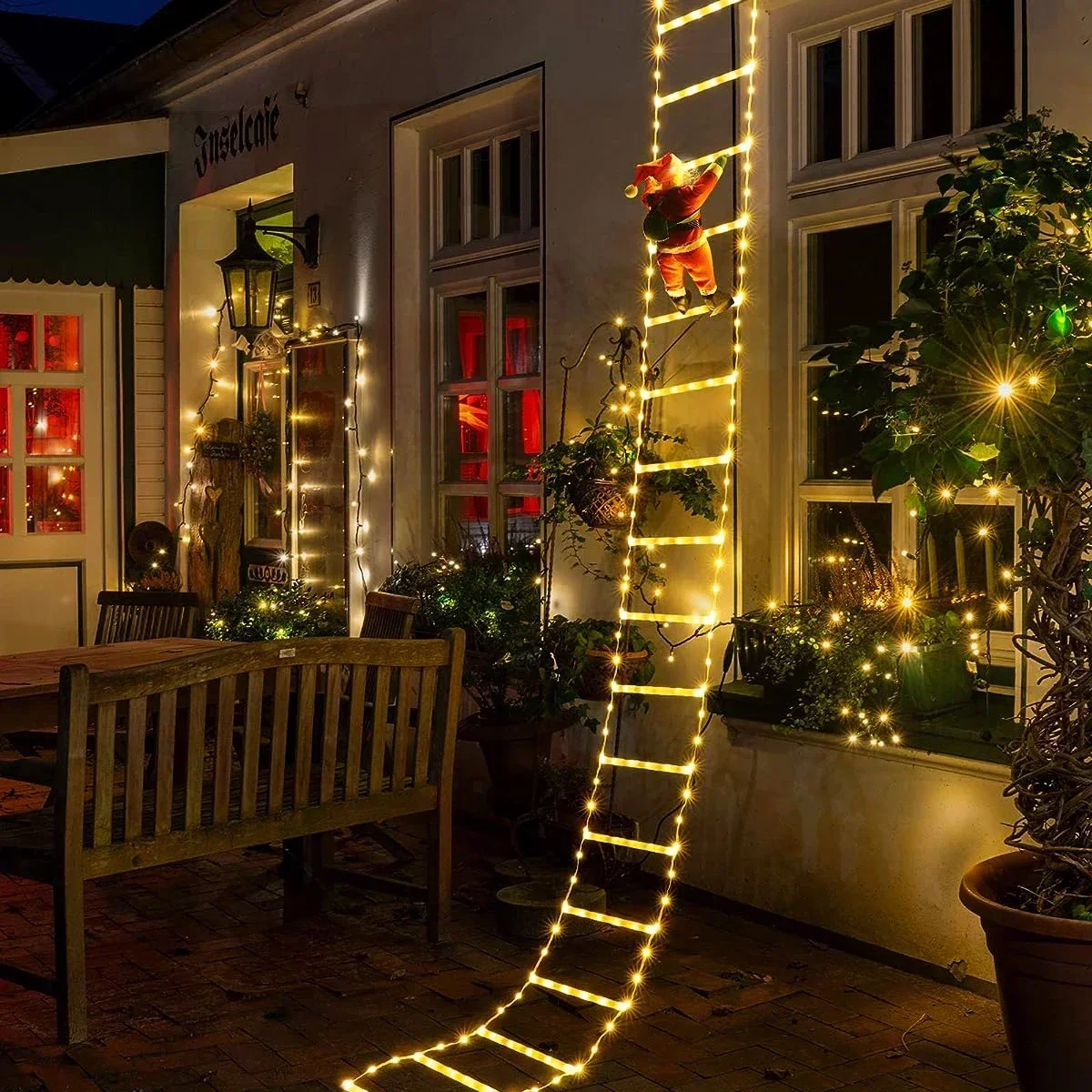 Christmas Lights Outdoor - 산타클로스 가정용 LED 사다리 조명, 크리스마스