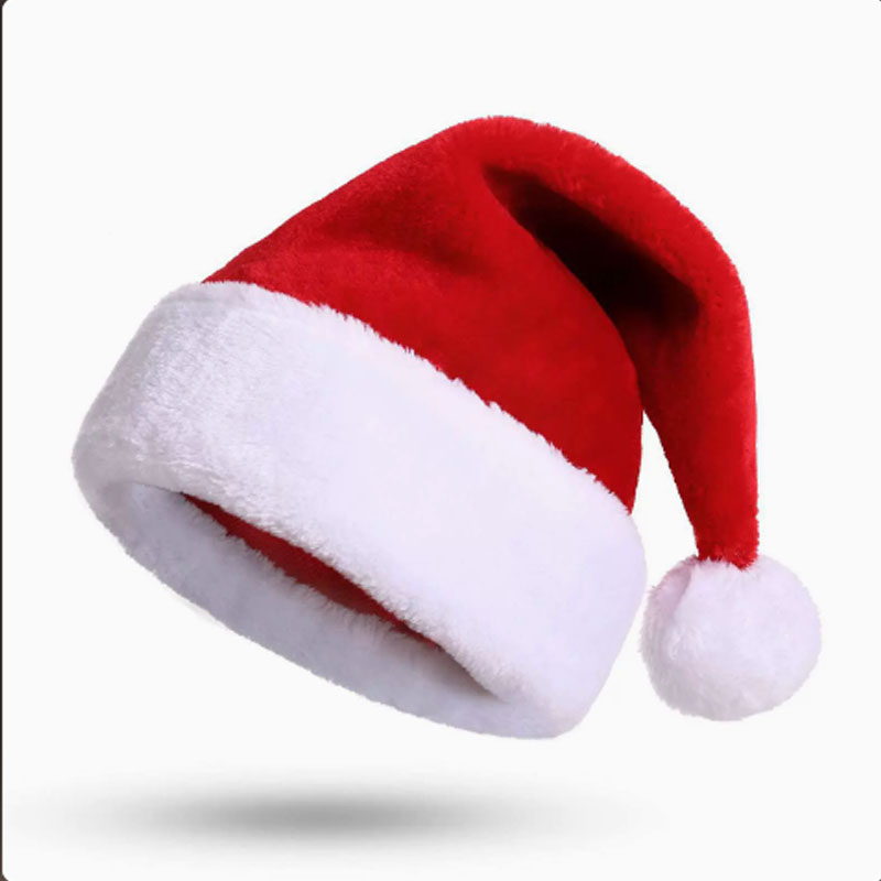 Santa Hat Plush - 크리스마스 산타 모자, 긴 플러시 소재의