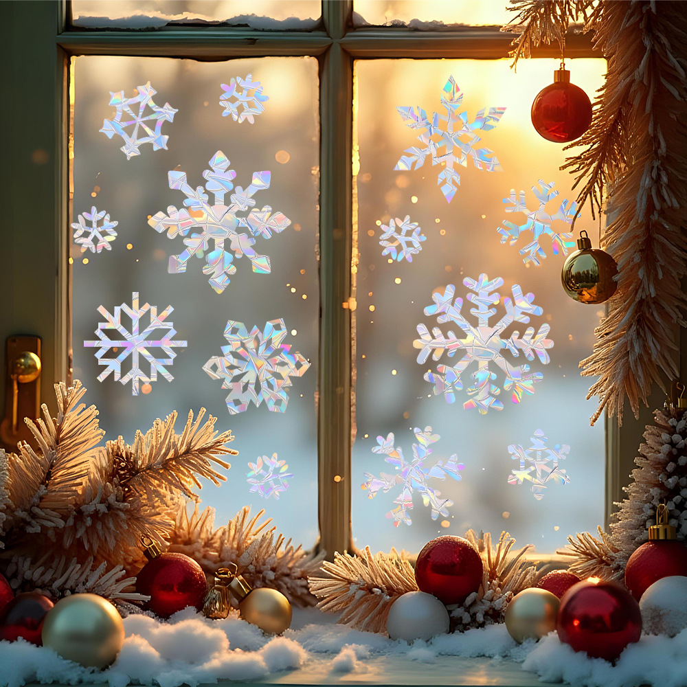 Snowflake Window Decal - 눈송이 정전기 다채로운 벽 스티커 창