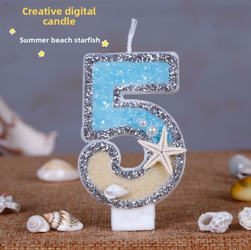 Holiday Candle Set - 해변 불가사리 숫자 생일 양초 0-9