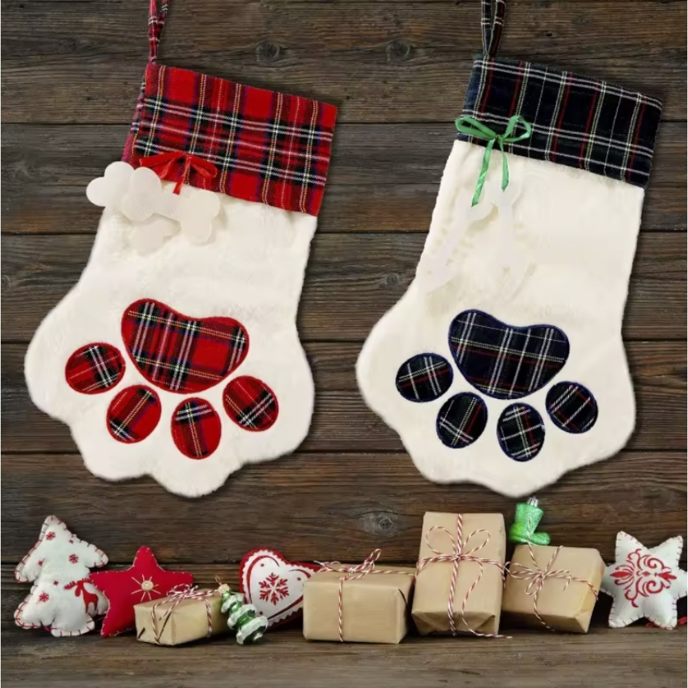 Christmas Stocking Hanging - 크리스마스 양말 새해 장식 버팔로 체크무늬