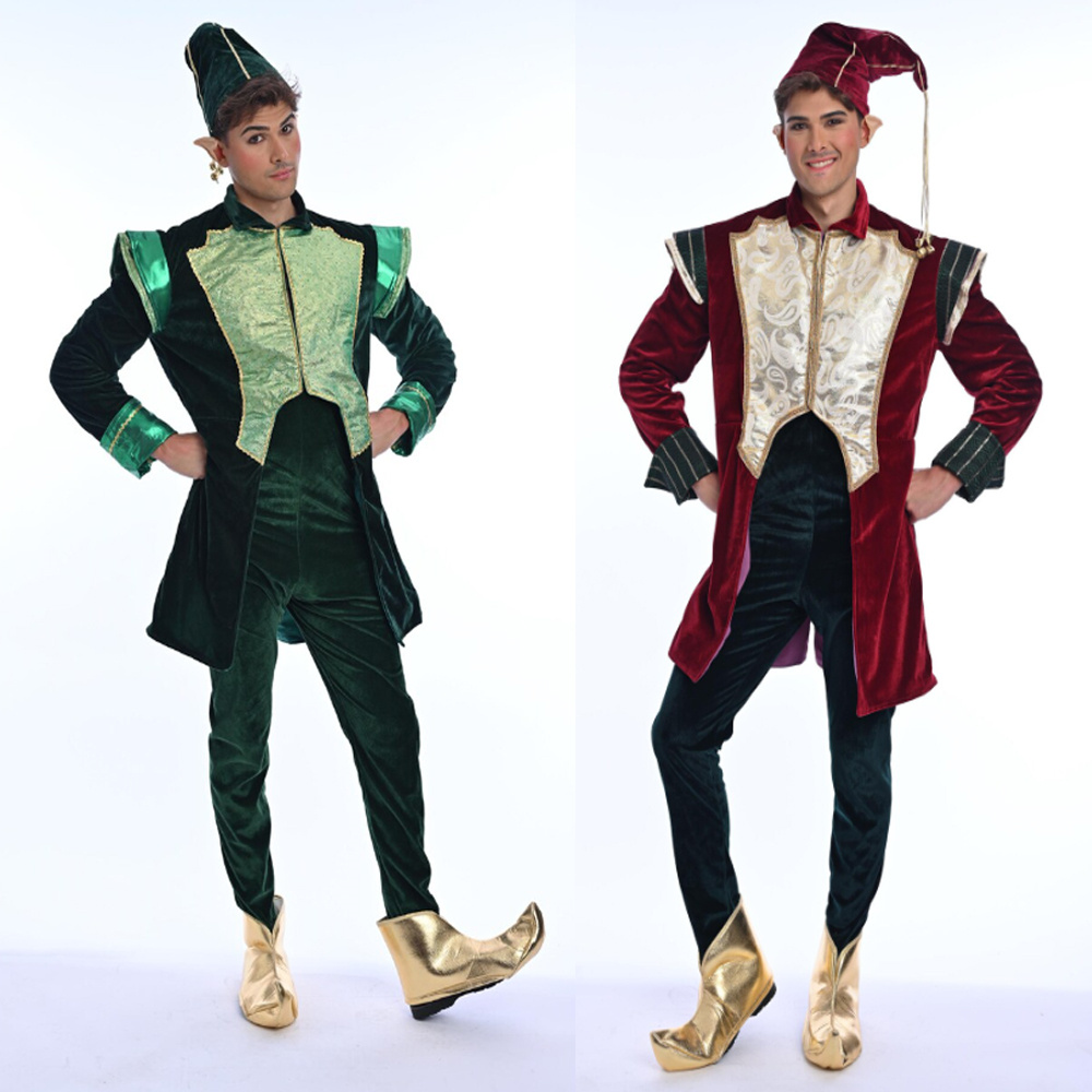 Elf Costume Christmas - 럭셔리 벨벳 산타클로스 크리스마스 엘프 의상