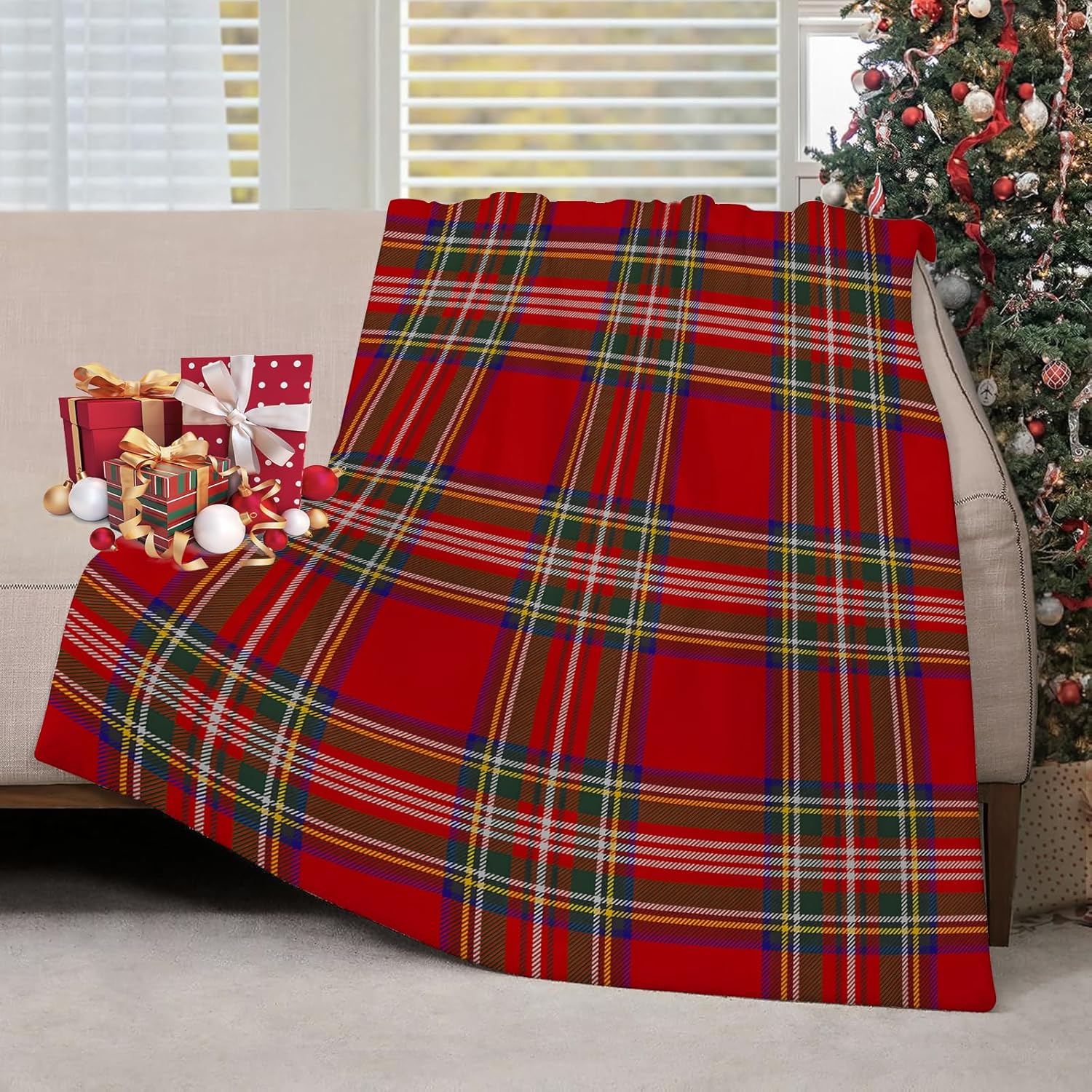 Christmas Throw Blanket - 크리스마스 체크 무늬 담요 스코틀랜드 타탄