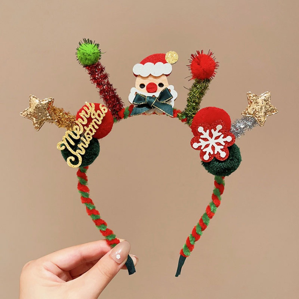 Reindeer Antlers Headband - 플러시 LED 크리스마스 머리띠 발광 엘크