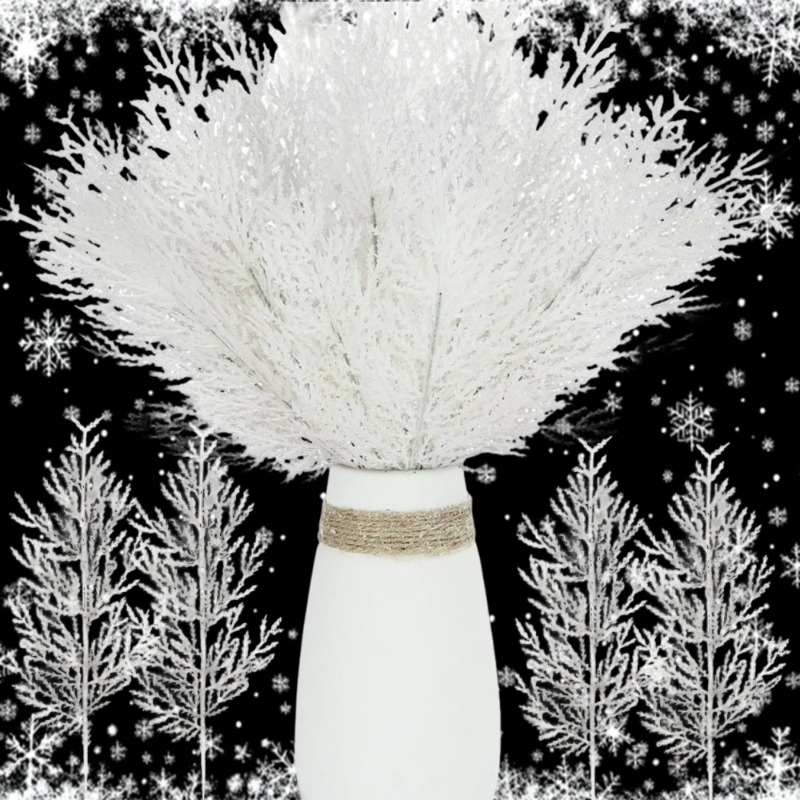 Christmas Wreath Fake - 크리스마스 화이트 인조 소나무 가지 가짜