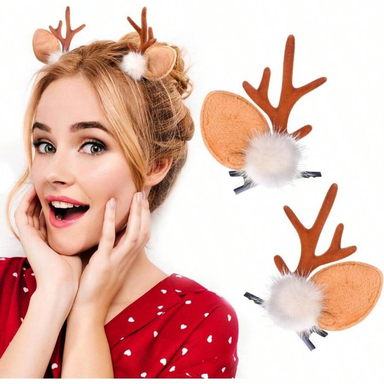 Reindeer Antlers Headband - 2개 세트 크리스마스 순록 뿔 머리핀