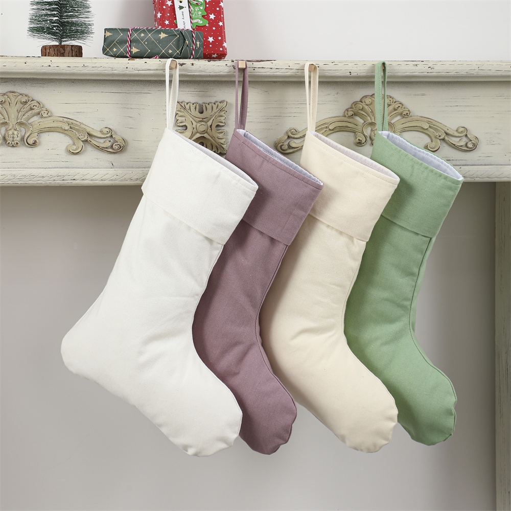 Christmas Stocking Hanging - 린넨 크리스마스 스타킹, 크리스마스 천연 무지