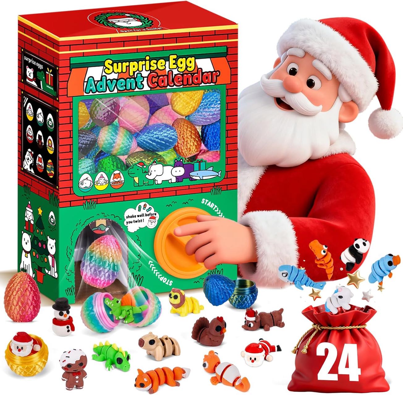 Advent Calendar Gift - 24개 3D 프린팅 서프라이즈 에그 블라인드