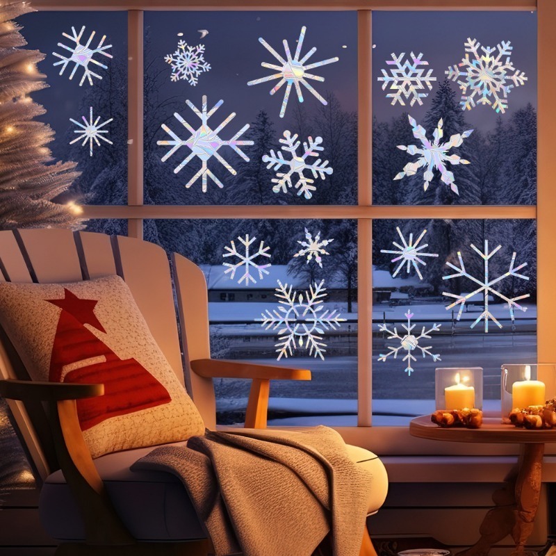 Snowflake Window Decal - 크리스마스 눈송이 무늬 무지개 프리즘 선캐쳐