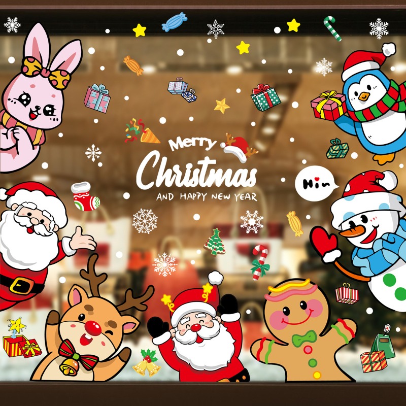 Snowflake Window Decal - 2025 크리스마스 장식 유리창 스티커 눈사람