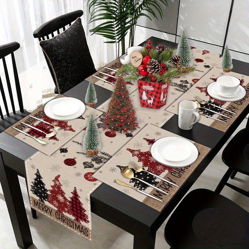 미국 컨트리 크리스마스 테이블 러너 플레이스매트 세트  - Christmas Table Runner 리뷰 및 가격
