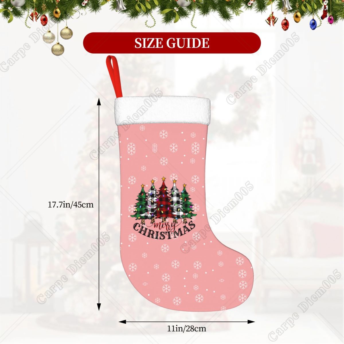 핑크 눈송이 크리스마스 트리 스타킹, 대형 크리스마스  - Christmas Stocking Hanging 리뷰 및 가격
