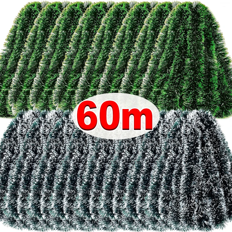 60/4m 크리스마스 반짝이 리본 화환 녹색 지팡이 화 - Tinsel Garland Decoration 리뷰 및 가격