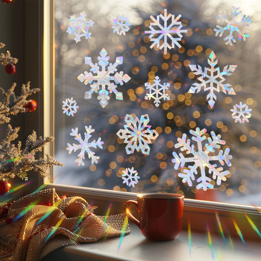 눈송이 정전기 다채로운 벽 스티커 창 크리스마스 장식  - Snowflake Window Decal 리뷰 및 가격