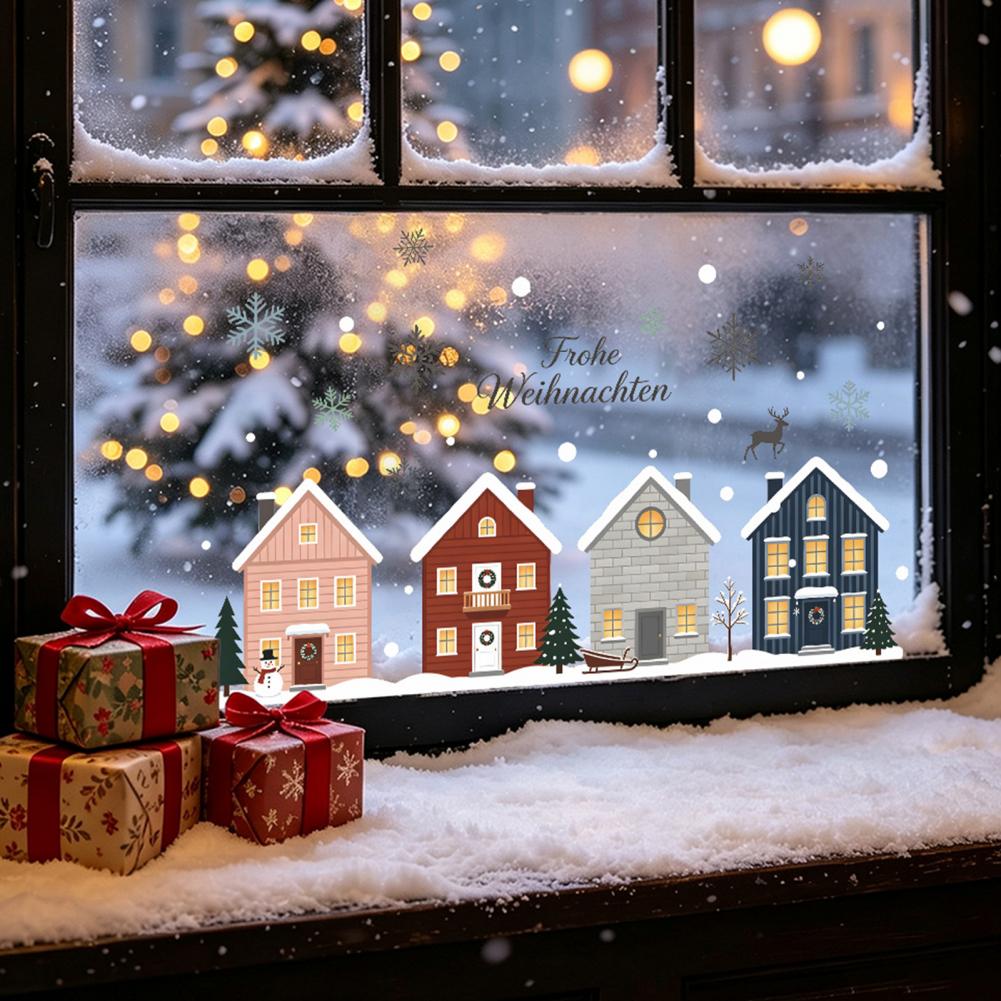 엘크 전나무 스티커 2개 크리스마스 눈 덮인 집 창문  - Snowflake Window Decal 리뷰 및 가격