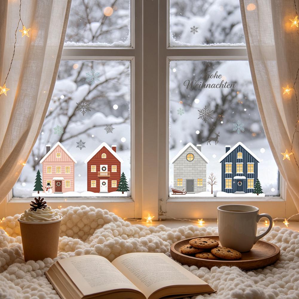 엘크 전나무 스티커 2개 크리스마스 눈 덮인 집 창문  - Snowflake Window Decal 리뷰 및 가격