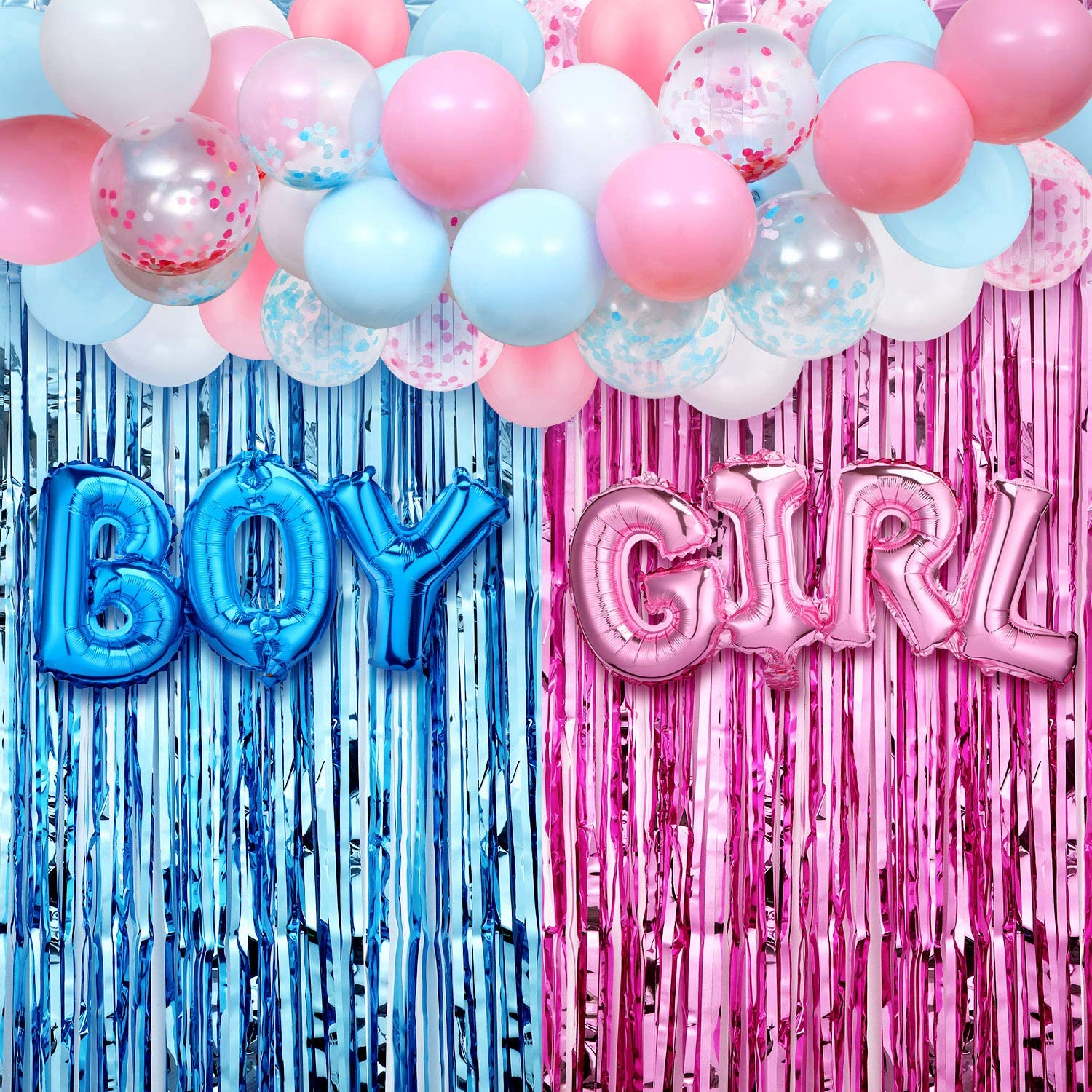 35PCS 성별 공개 장식 소년이나 소녀 풍선 반짝이  - Tinsel Garland Decoration 리뷰 및 가격