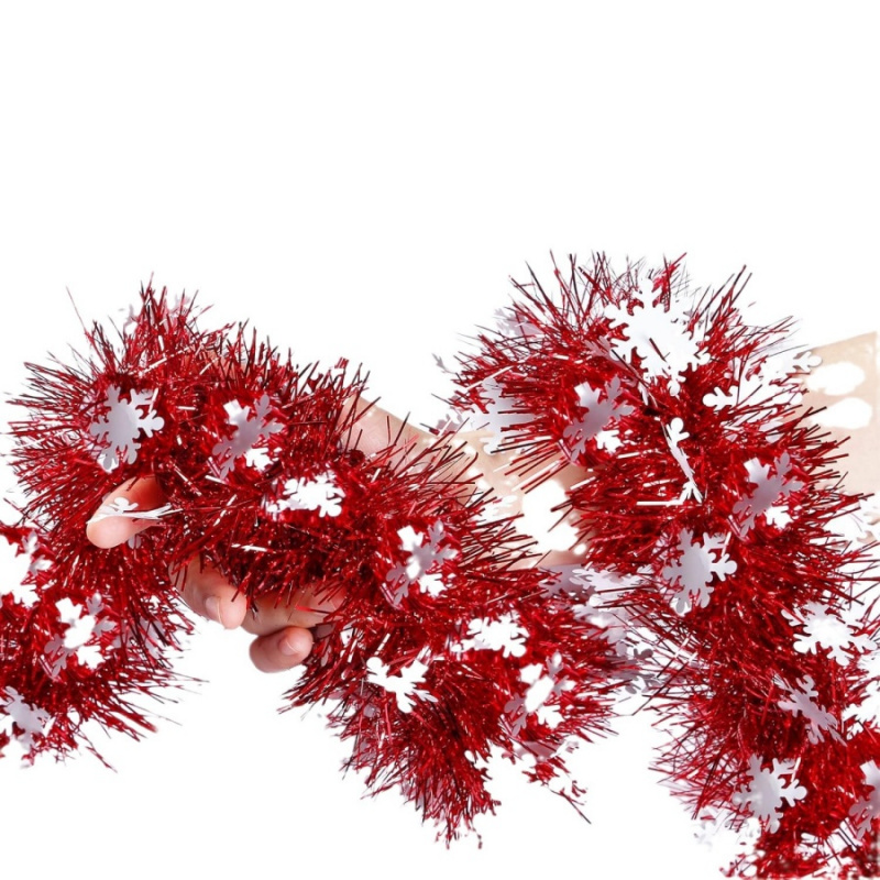 1개 크리스마스 테슬 눈송이 레드 가랜드 레스토랑 상점 - Tinsel Garland Decoration 리뷰 및 가격
