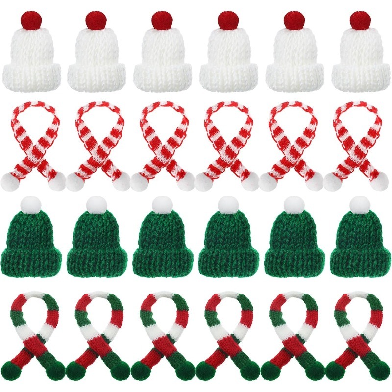5/10Pcs 크리스마스 장식 미니 니트 모자 스카프  - Santa Hat Plush 리뷰 및 가격