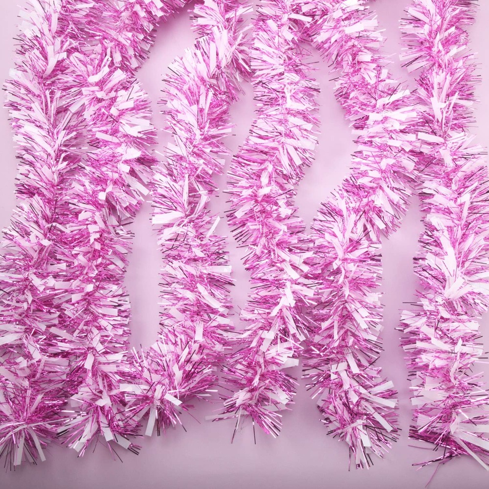 6개의 발렌타인데이 반짝이 가랜드, 핑크와 화이트 메탈 - Tinsel Garland Decoration 리뷰 및 가격