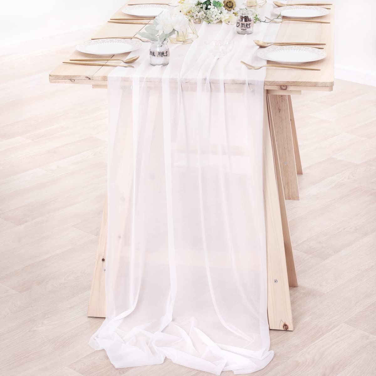 시폰 테이블 러너 누드 쉬어 패브릭 실크 웨딩 아치 오 - Christmas Table Runner 리뷰 및 가격