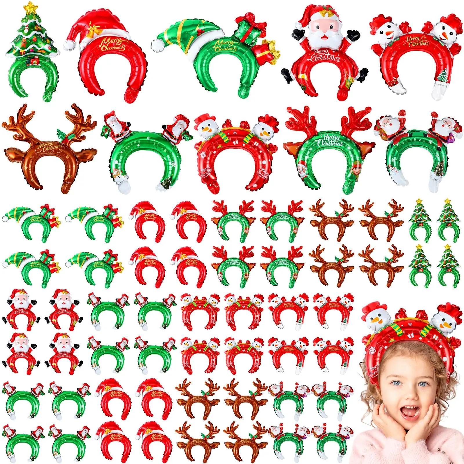 크리스마스 풍선 머리띠 산타 눈사람 풍선 머리 고리,  - Reindeer Antlers Headband 리뷰 및 가격