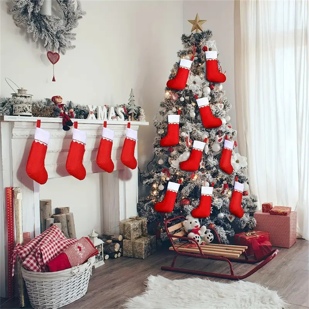 12pcs 레드 펠트 크리스마스 스타킹 벽난로에 대 한 - Christmas Stocking Hanging 리뷰 및 가격