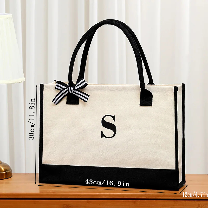 여성용 간단한 캔버스 편지 토트 백 대용량 활 선물 쇼 - Ribbon Bow Gift 리뷰 및 가격