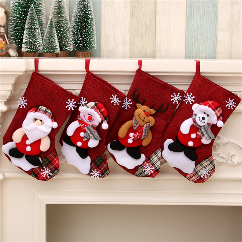 린넨 크리스마스 양말 선물 가방 장식 산타 눈사람 순록 - Christmas Stocking Hanging 리뷰 및 가격