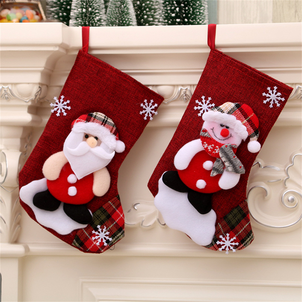 린넨 크리스마스 양말 선물 가방 장식 산타 눈사람 순록 - Christmas Stocking Hanging 리뷰 및 가격