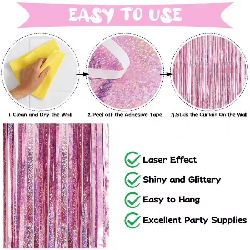 1/2/3팩 글리터 파티 배경 메탈릭 포일 테슬 프린지 - Tinsel Garland Decoration 리뷰 및 가격