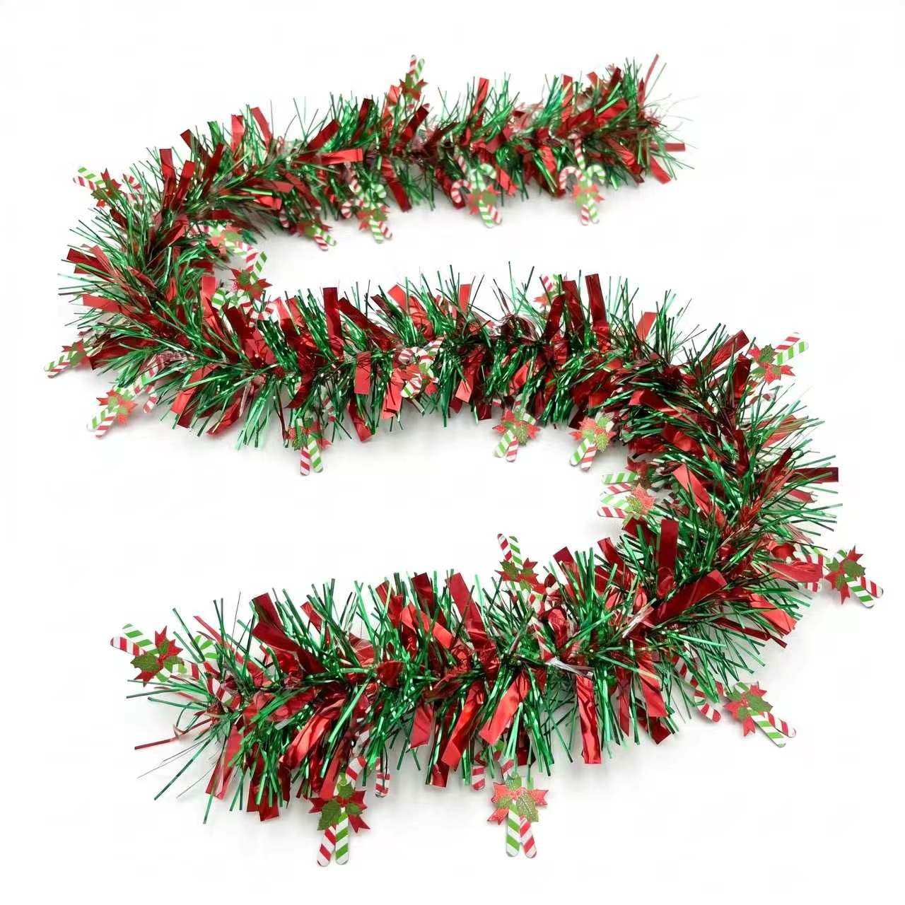 2M 크리스마스 반짝이 가랜드, 무지개빛 빨간색 녹색  - Tinsel Garland Decoration 리뷰 및 가격