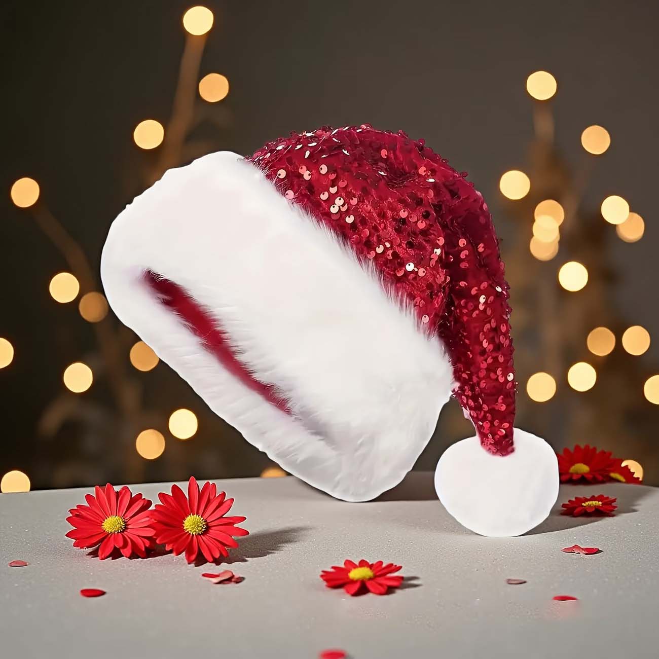 스팽글 크리스마스 모자 플러시 솔리드 컬러 스파클 산타 - Santa Hat Plush 리뷰 및 가격