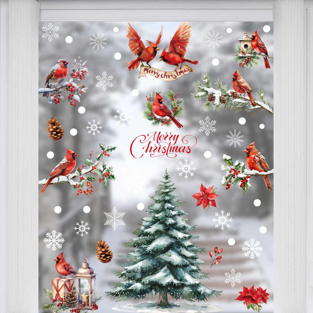 9pcs 크리스마스 창문 데칼 카디널 버드 눈송이 소나 - Snowflake Window Decal 리뷰 및 가격
