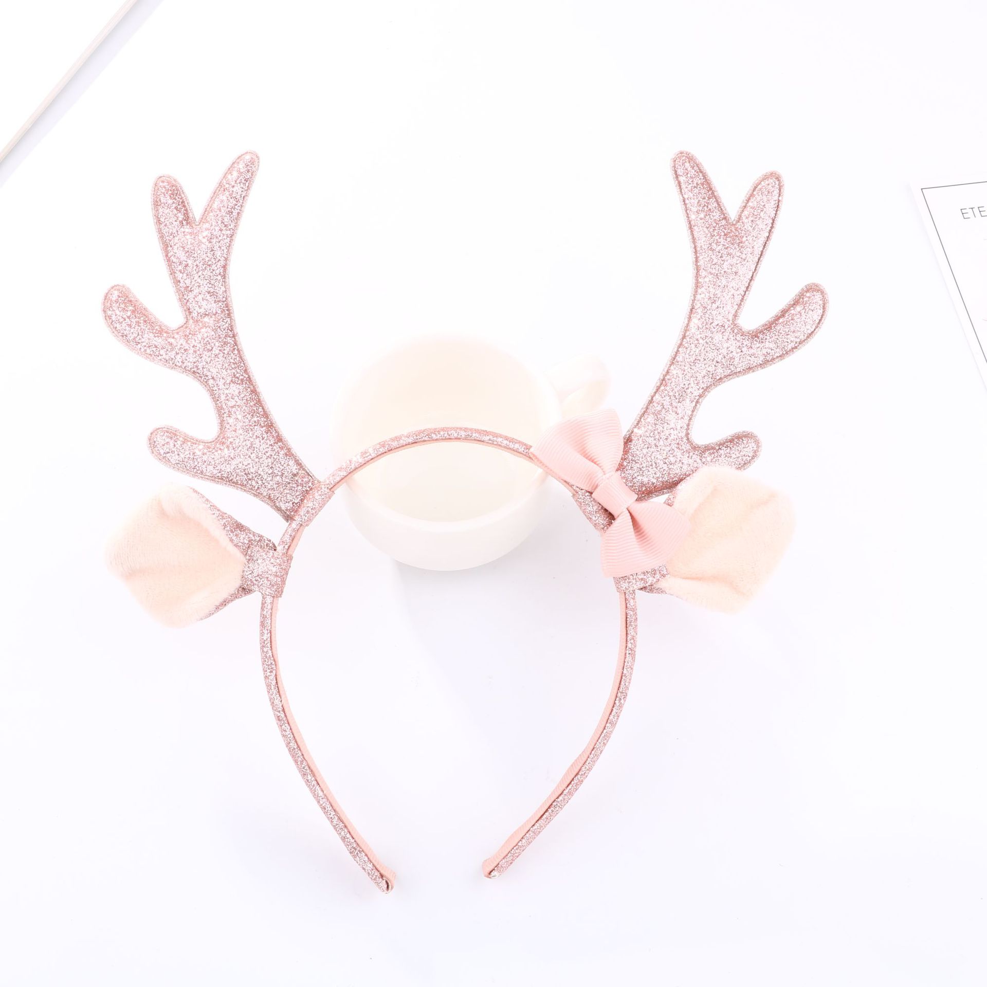 귀여운 핑크 글리터 루돌프 뿔 머리띠, 플러시 귀와 리 - Reindeer Antlers Headband 리뷰 및 가격