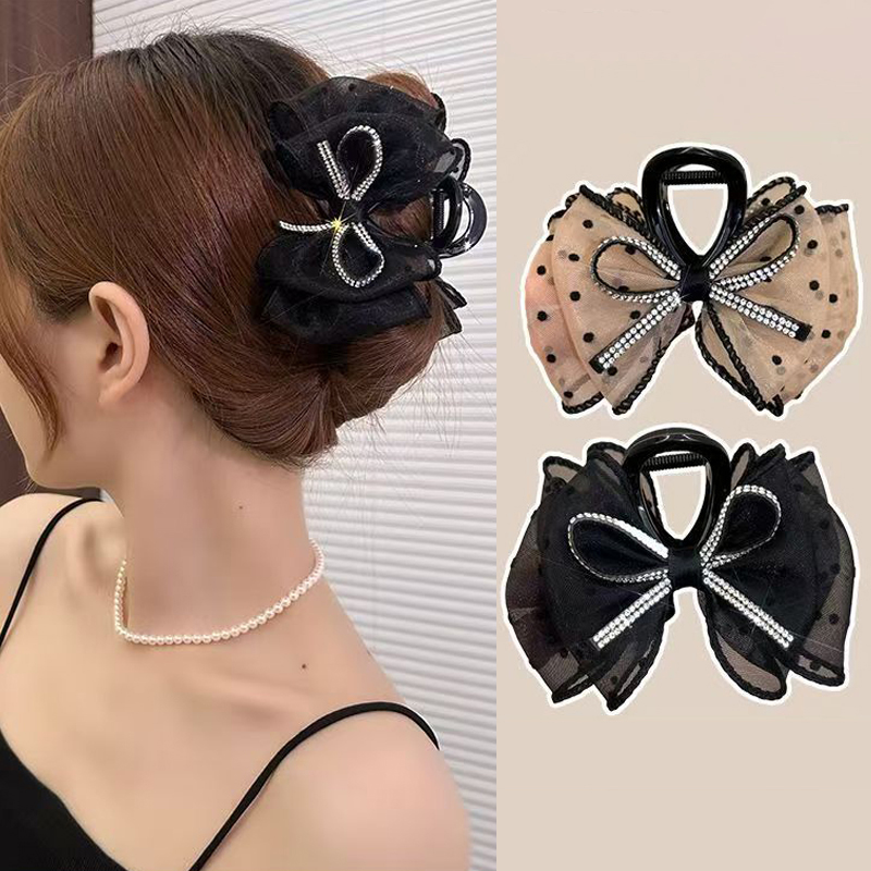 새로운 우아한 메쉬 리본 헤어 클립 여성 포니테일 집게 - Ribbon Bow Gift 리뷰 및 가격