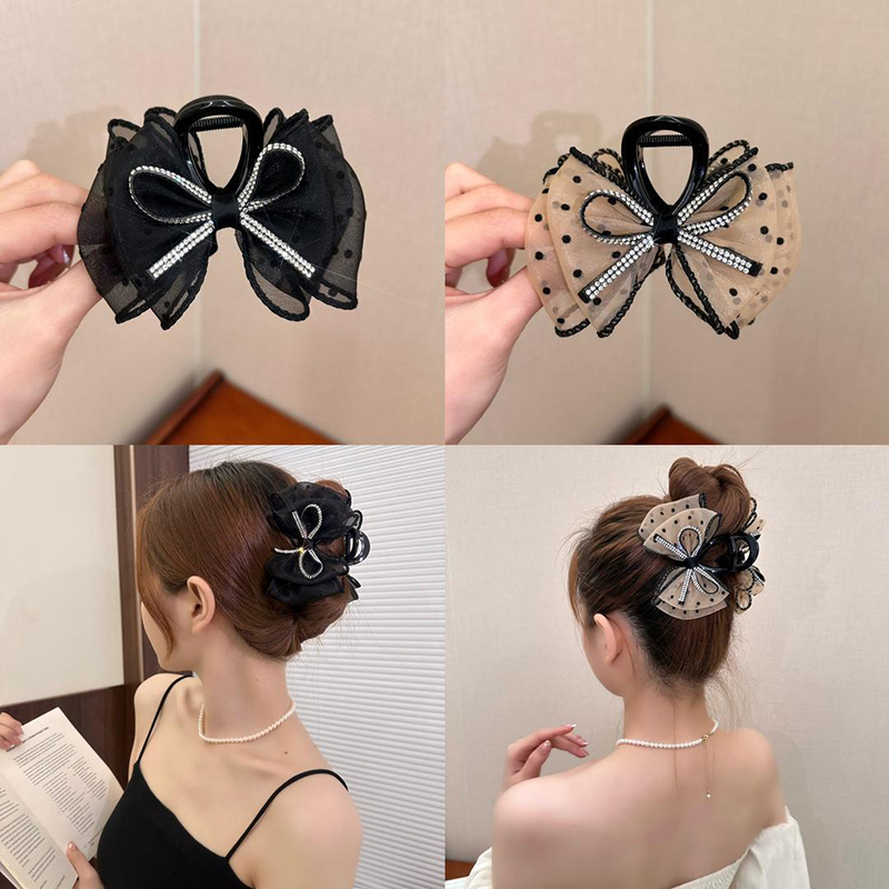 새로운 우아한 메쉬 리본 헤어 클립 여성 포니테일 집게 - Ribbon Bow Gift 리뷰 및 가격