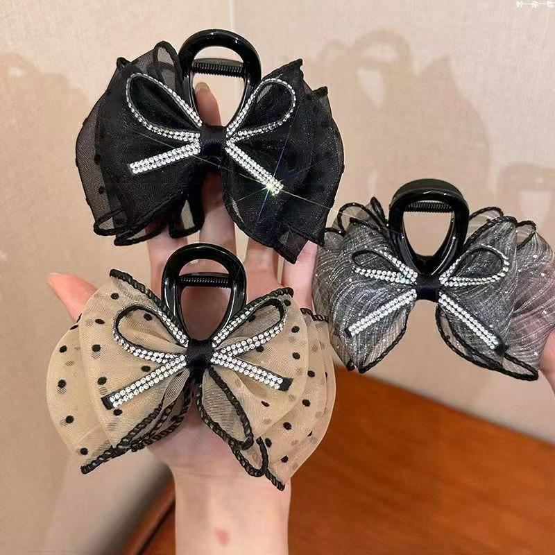 새로운 우아한 메쉬 리본 헤어 클립 여성 포니테일 집게 - Ribbon Bow Gift 리뷰 및 가격