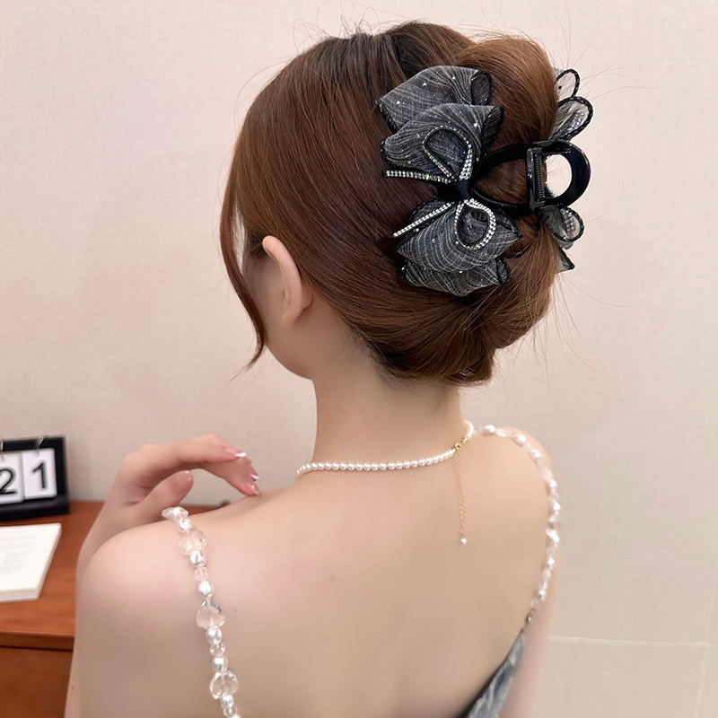 새로운 우아한 메쉬 리본 헤어 클립 여성 포니테일 집게 - Ribbon Bow Gift 리뷰 및 가격