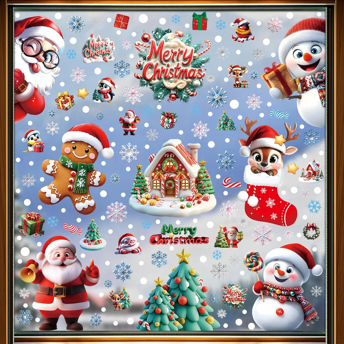 2025 크리스마스 스태틱 윈도우 클링 - 진저브레드맨 - Snowflake Window Decal 리뷰 및 가격