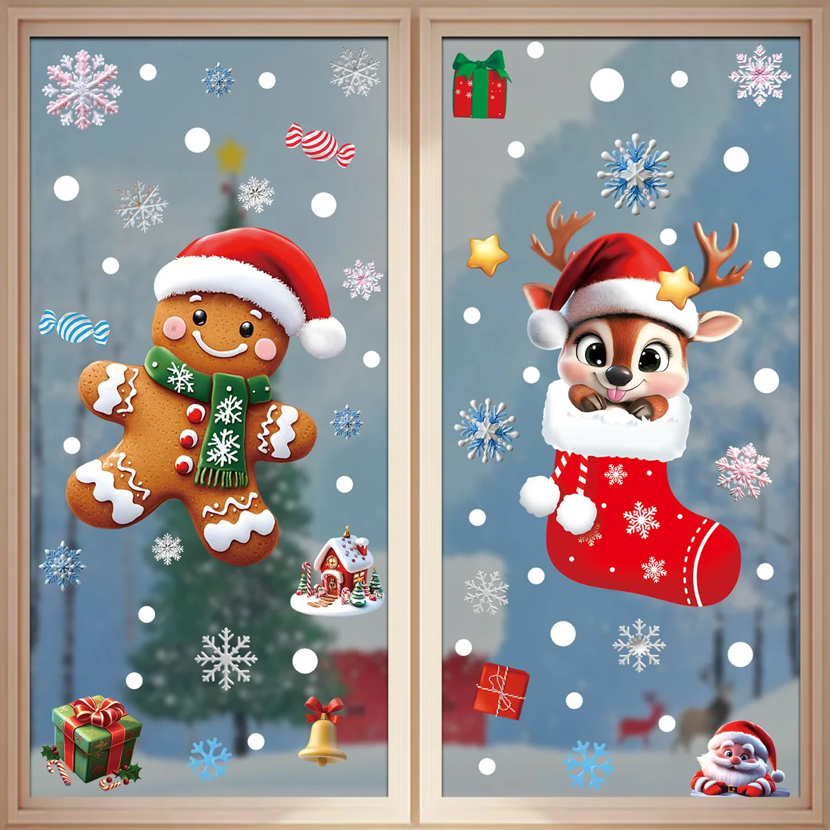 2025 크리스마스 스태틱 윈도우 클링 - 진저브레드맨 - Snowflake Window Decal 리뷰 및 가격