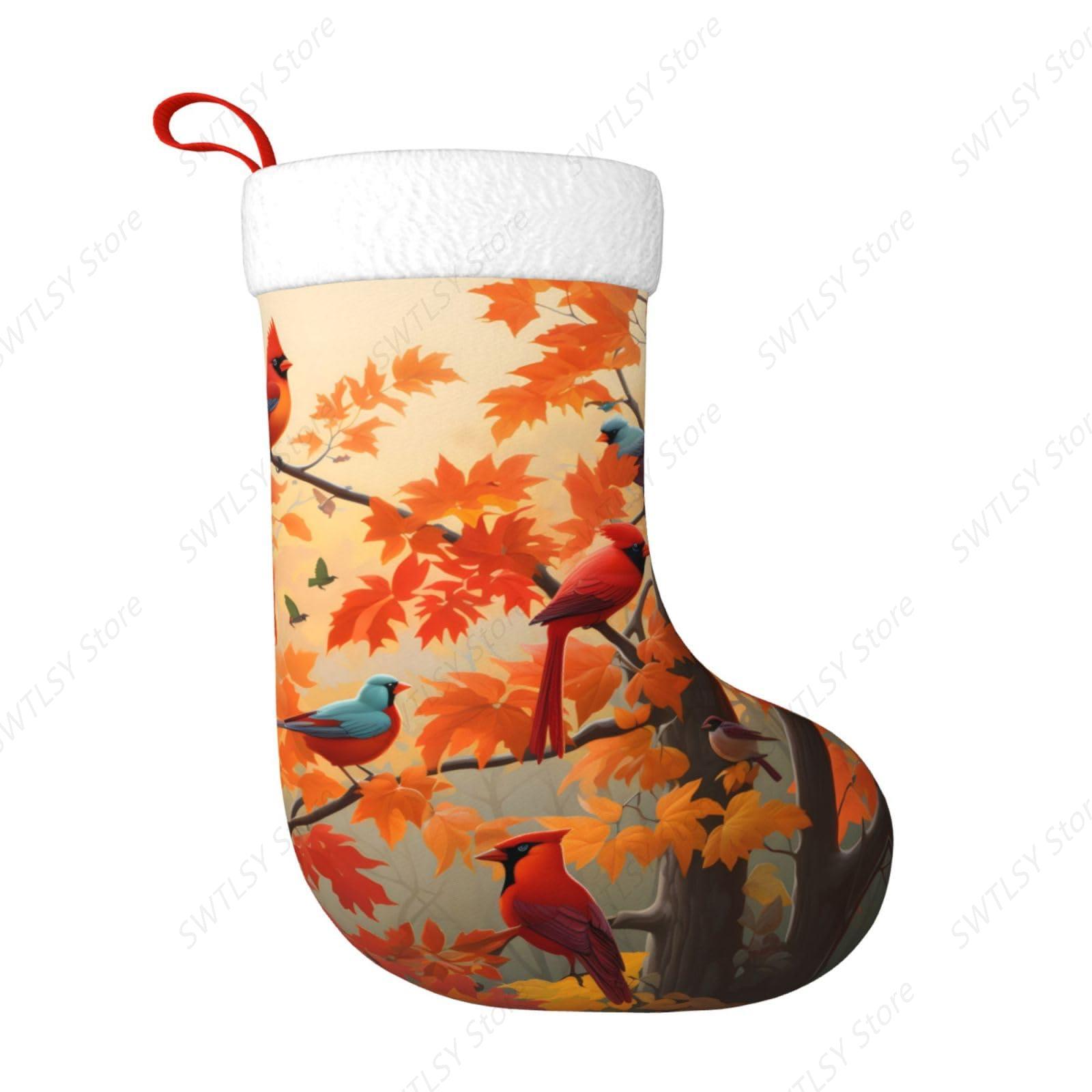 가을 카디널 새와 단풍잎 대형 크리스마스 양말, 17. - Christmas Stocking Hanging 리뷰 및 가격