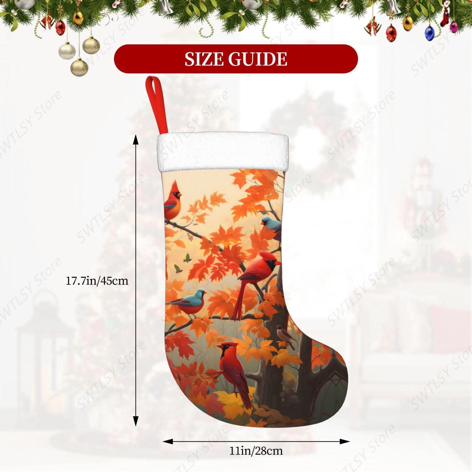 가을 카디널 새와 단풍잎 대형 크리스마스 양말, 17. - Christmas Stocking Hanging 리뷰 및 가격