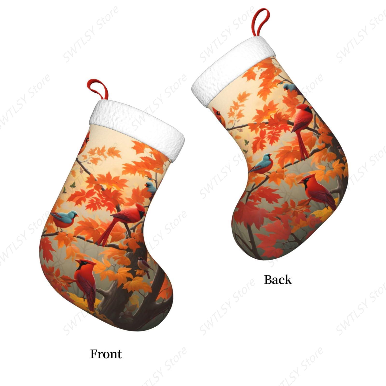 가을 카디널 새와 단풍잎 대형 크리스마스 양말, 17. - Christmas Stocking Hanging 리뷰 및 가격